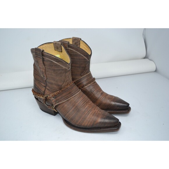 Roper Western Boots Womens 9 Selah Harness Brown 09-021-7627-0417 Bootie Strappy - Picture 1 of 16